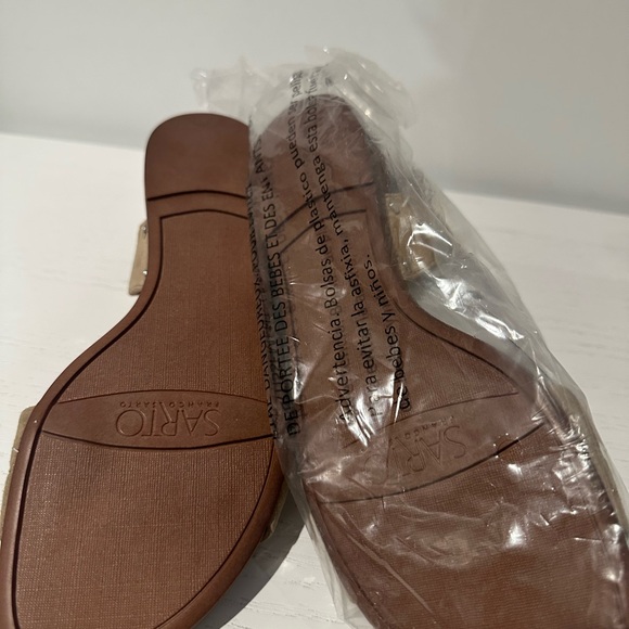 Tan Open-Toe Sandals with Ankle Straps - Picture 5 of 7